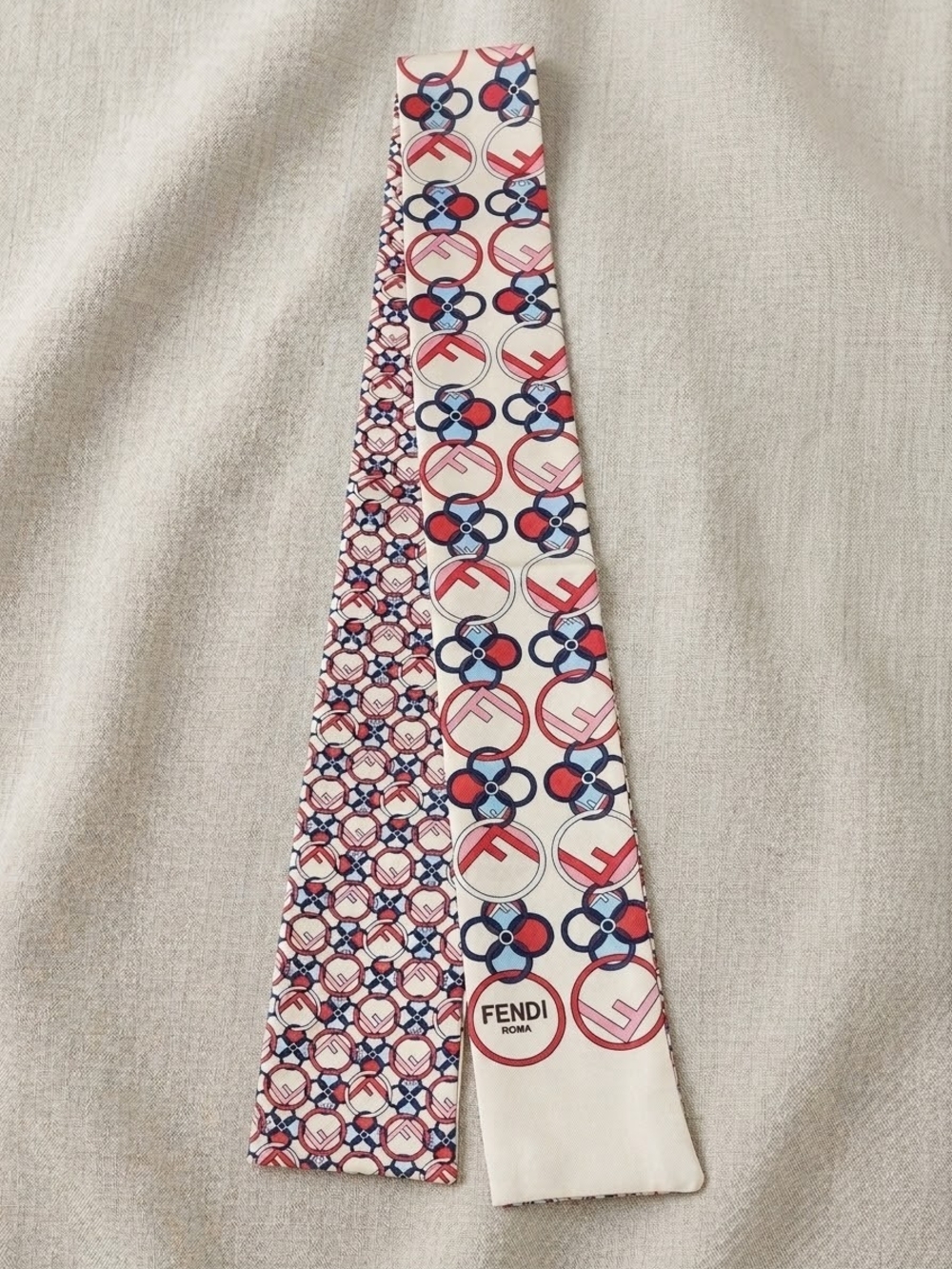 Brand NEW Twilley Narrow Silk Scarf in Red, Blue & White Pattern